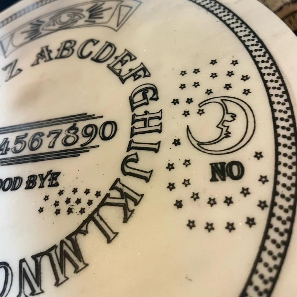 NWT Gothic Ouija Spirit Board Marble Cake/Dessert/Cheese Platter Pedestal Stand